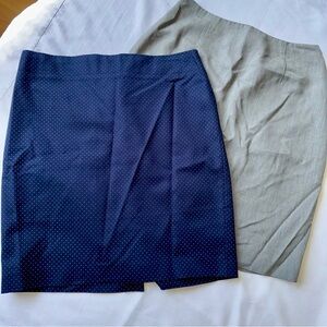 Bundle of Two Mini Skirts Cynthia Rowley Navy Polka Dot & Ann Taylor Gray Size 4